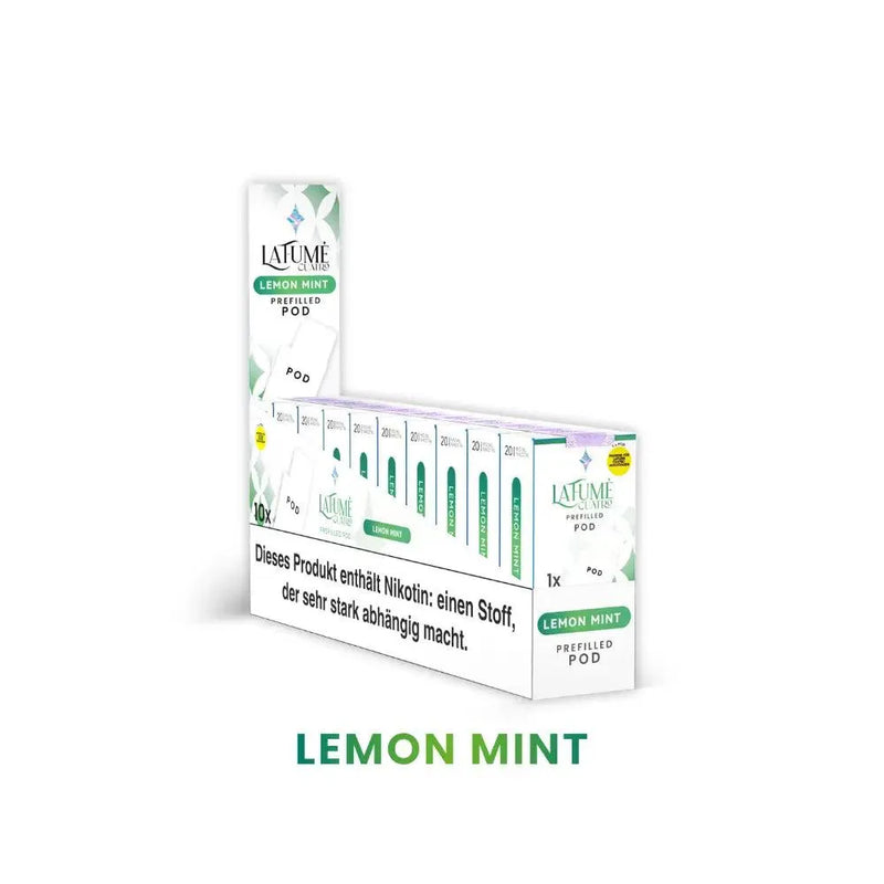 LaFume Cuatro Lemon Mint vorgefüllte Pods Packung mit Nikotinwarnung