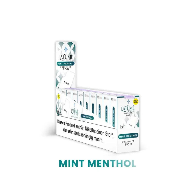 LaFumé Cuatro Mint Menthol vorgefüllte Pods mit Nikotinhinweis in Box