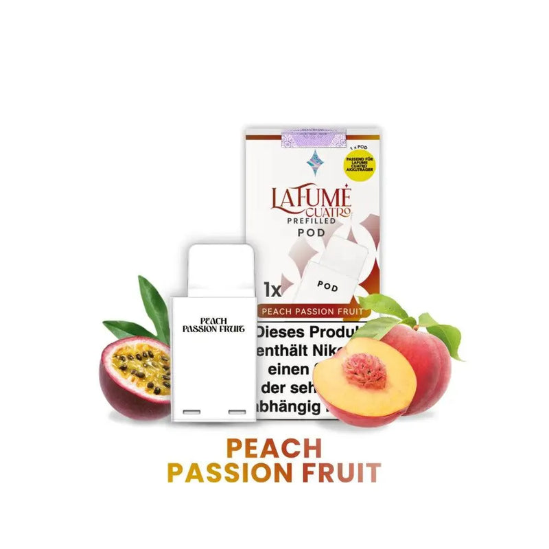 LaFume Cuatro Peach Passion Fruit E-Zigaretten Pod mit Pfirsich und Passionsfrucht