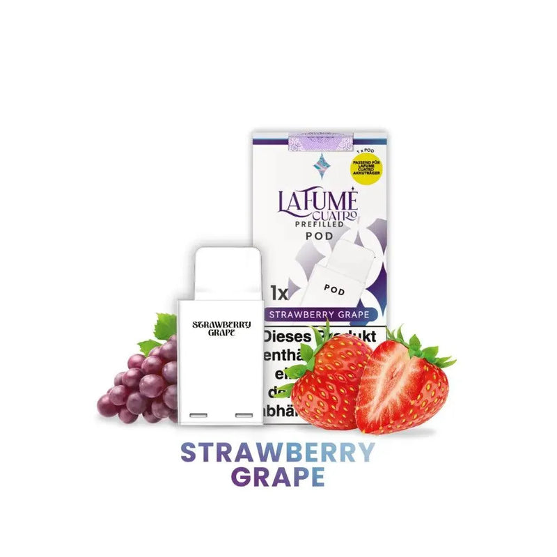 LaFume Cuatro vorgeladener Pod Strawberry Grape mit frischen Erdbeeren und Trauben