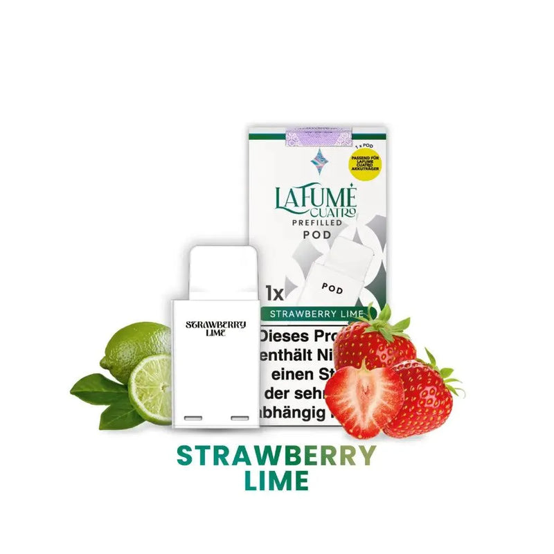LaFumé Cuatro vorgeladene Pod Strawberry Lime mit Erdbeeren und Limetten