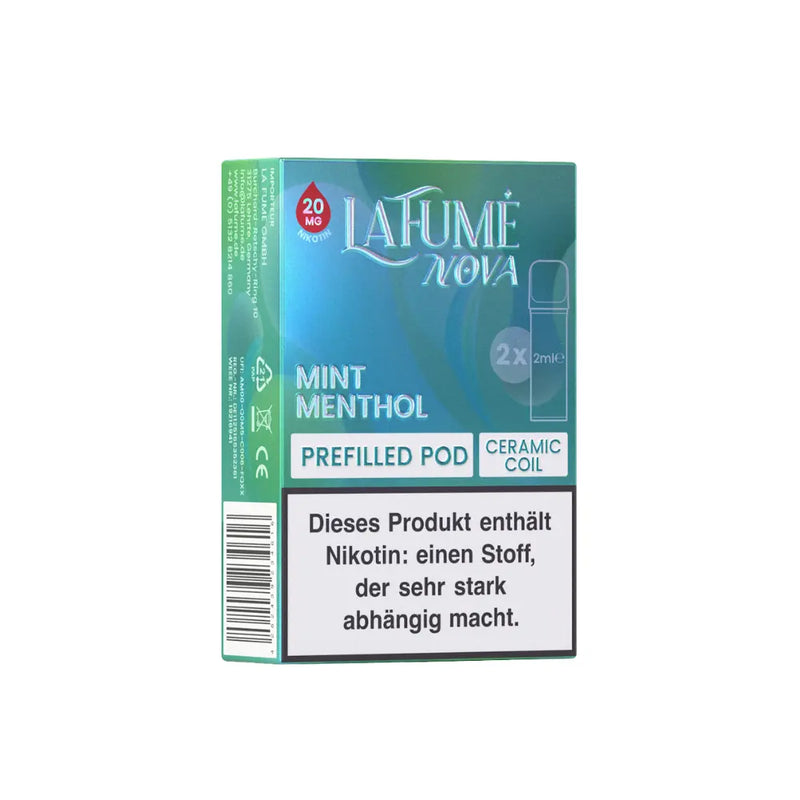 LA FUMÉ NOVA Mint Menthol vorgefüllte Pod mit 20 mg Nikotin und Keramikcoil, Warnhinweis auf Abhängigkeit