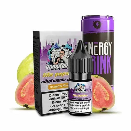Dampfdidas Lila Popstar Nikotinsalz Liquid 10ml mit Guave und Energy Drink Dose