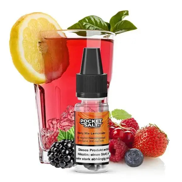Pocket Salt Nikotinsalz Liquid Berry Mix Lemonade mit Beerengeschmack und Zitronenscheibe