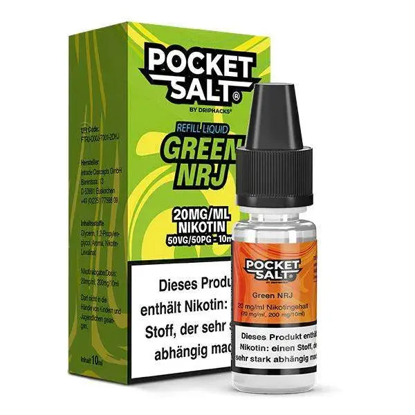 Pocket Salt Green NRJ Nikotinsalz Liquid 20mg/ml 10ml Flasche mit grüner Verpackung