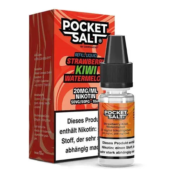 Pocket Salt Nikotinsalz Liquid Erdbeere, Kiwi, Wassermelone 20mg/ml mit Verpackung