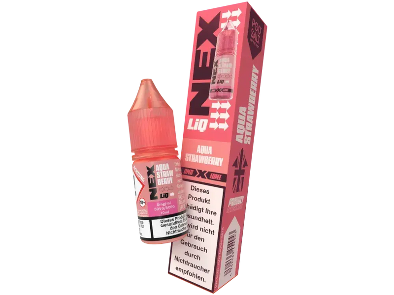 NexT Liquids Aqua Strawberry 10ml Nikotinsalz Liquid 0mg mit Warnhinweis