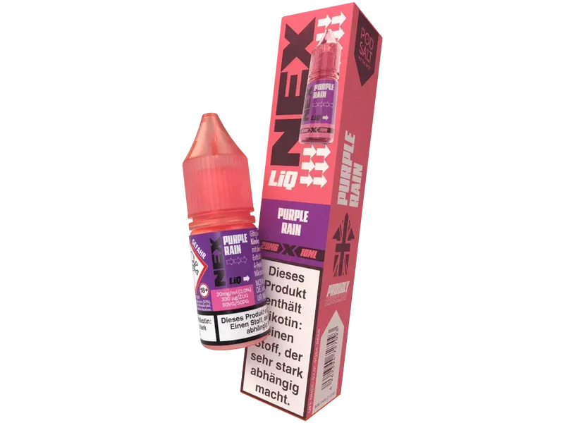 Purple Rain Pod Salt NexLiq Nikotinsalz Liquid 20mg Flasche und Verpackung