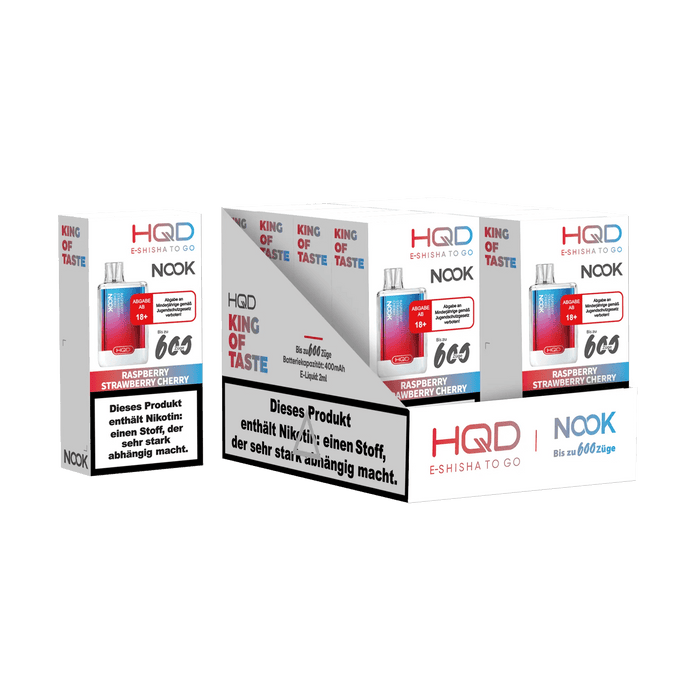 HQD Nook 600 - Raspberry Strawberry Cherry - 18 mg - Smokey-Dealz