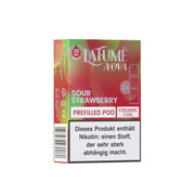LA FUMÉ NOVA Sour Strawberry vorgefüllte Pod mit 20 mg Nikotin und Keramikspule, Warnhinweis