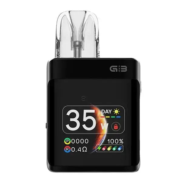 Uwell Caliburn G3 Pro Koko Pod Kit in schwarzem Design mit digitalem Farbdisplay und 35 Watt Leistung