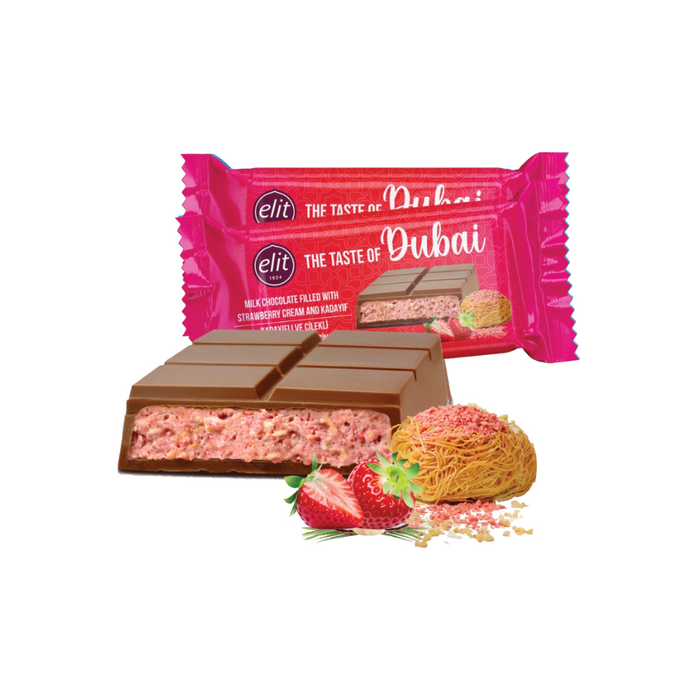 Dubai Schokolade Strawberry Cream Edition - 90 Gramm - 12 Tafeln